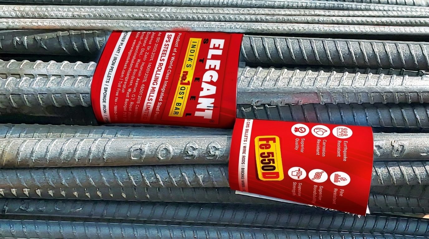 Elegant Steel Fe 550D QST bar tags on coiled rebar