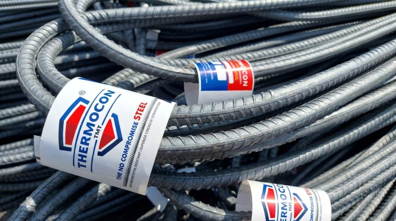 Thermocon TMT bar tags on coiled rebar
