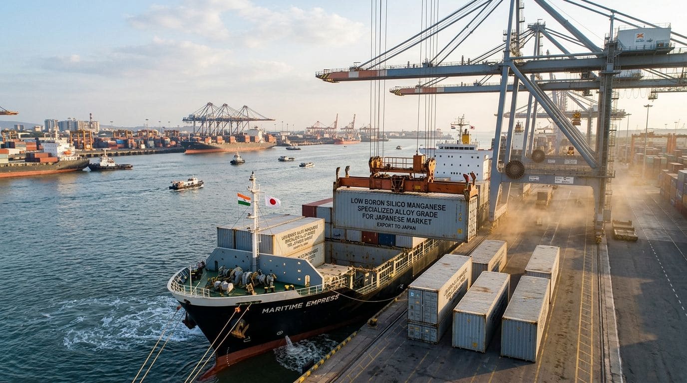 Low Boron Silico Manganese container being loaded for export