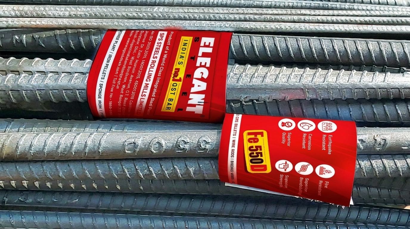 Elegant Steel QST TMT bars, tagged and ready for dispatch