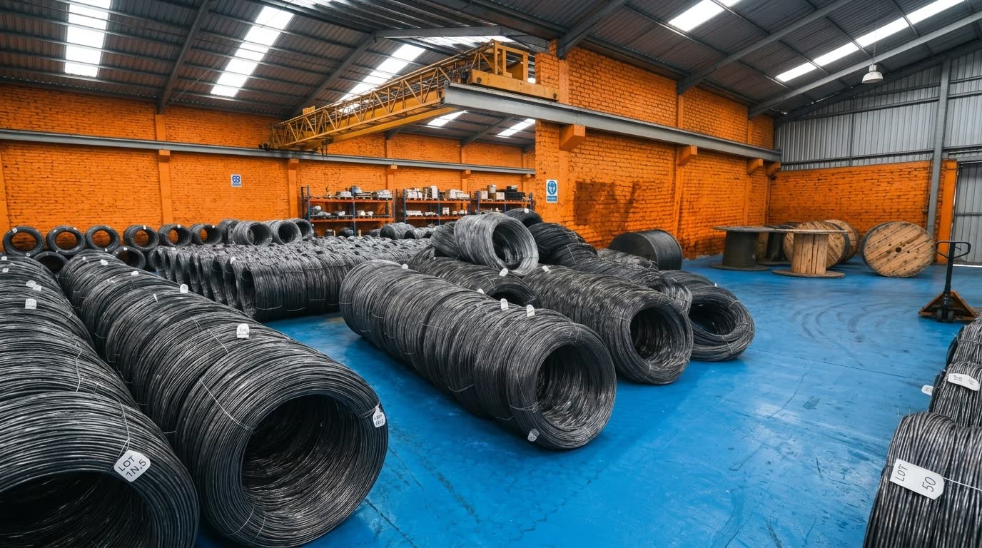 Hard Bright (HB) rigid wire coils tagged in the warehouse