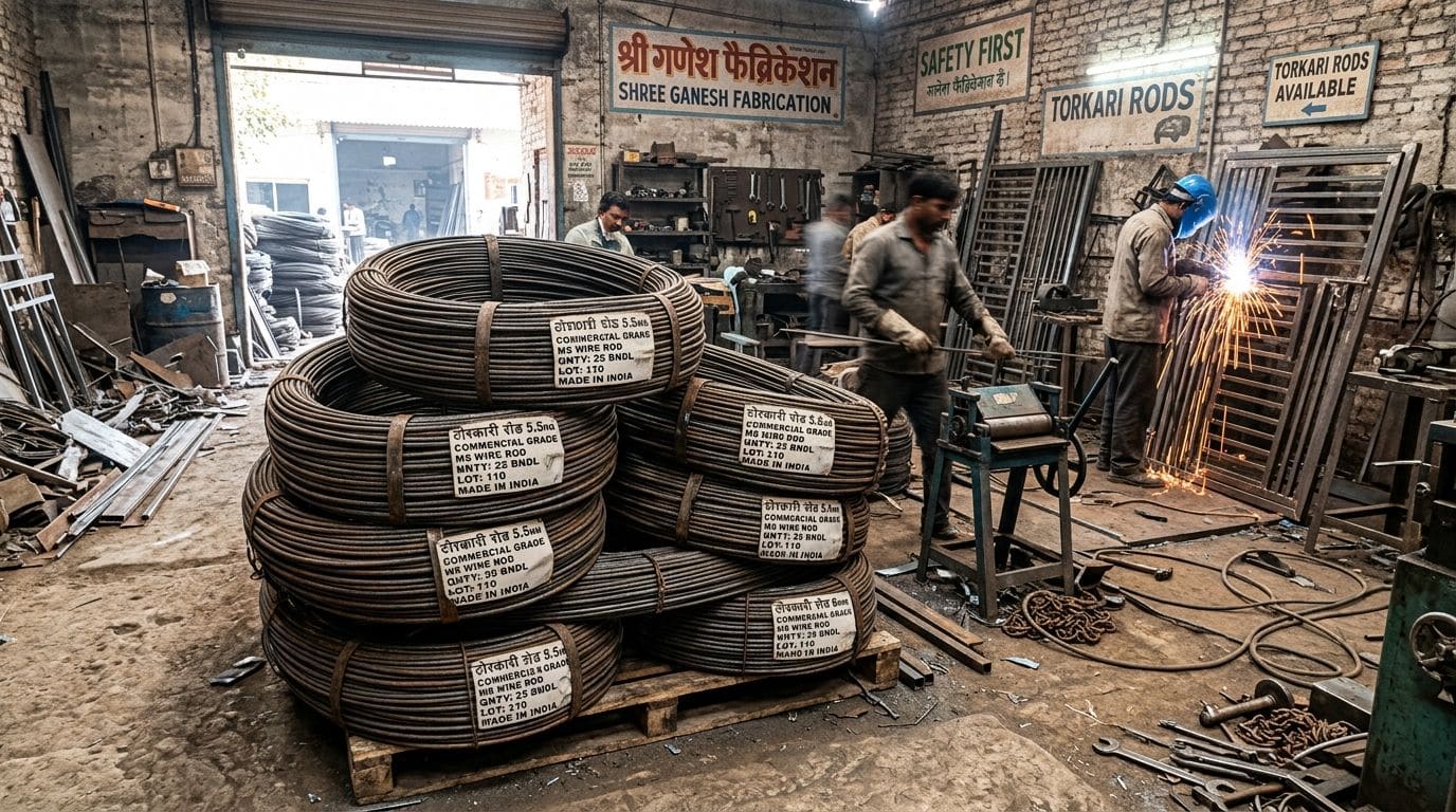 Torkari commercial-grade wire rod coils at a local workshop
