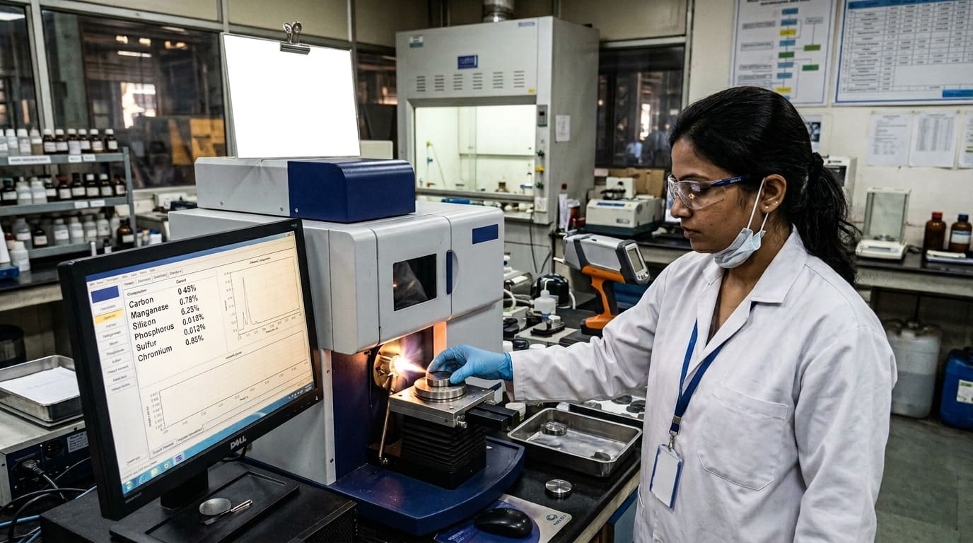 Scientist testing billet composition